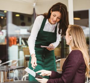 waitress helping customer